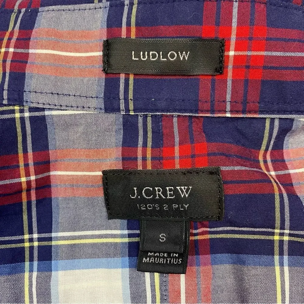 J. Crew Ludlow Plaid Button Down Up Shirt Blue Red Small